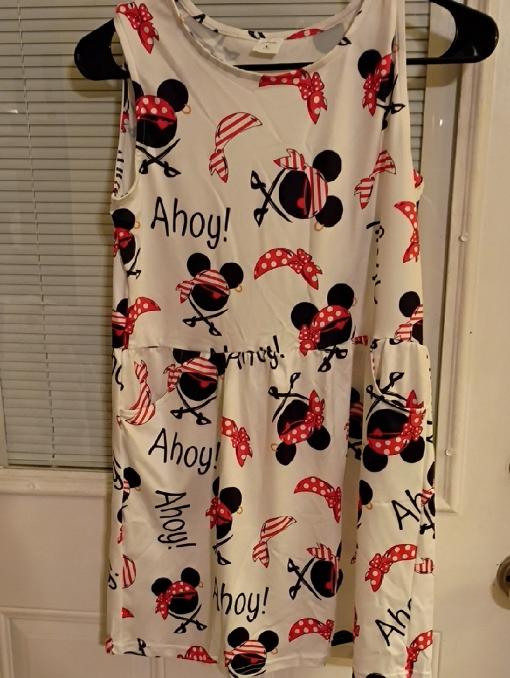 Unlisted Kids White Dress with Black and Red Pirate Mickey Print